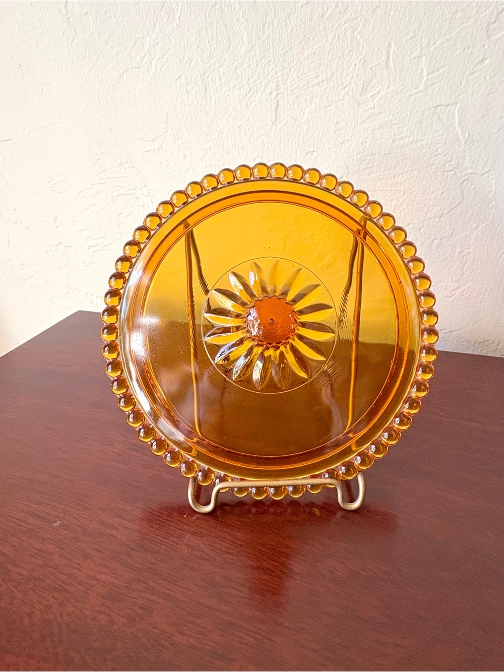 Vintage Indiana Glass Amber Candy Dish Replacement Lid